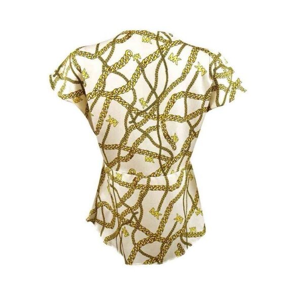 MICHAEL MICHAEL KORS Logo Chain Short Sleeve Ring Top Size S - Picture 2 of 12